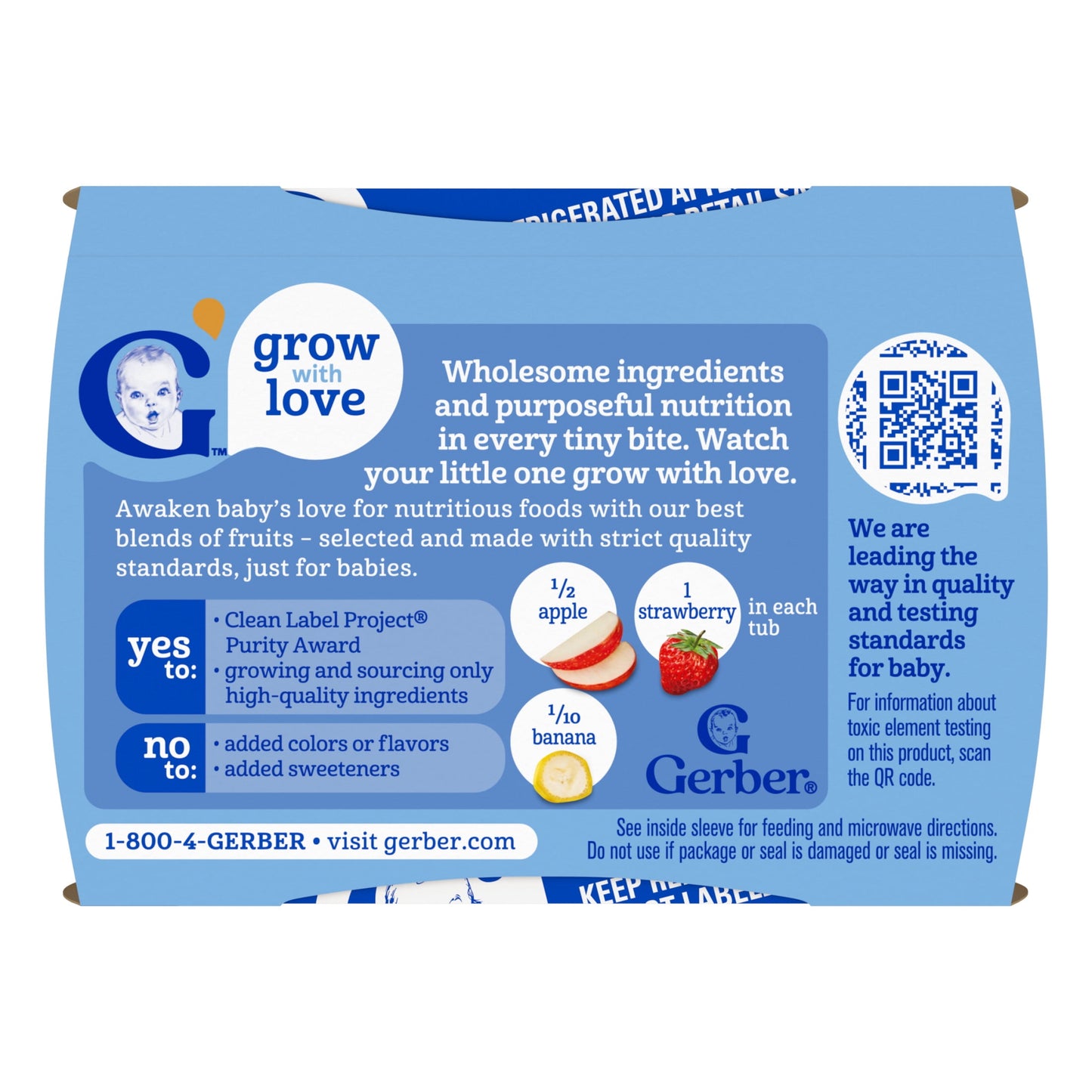 Gerber Stage 2 Baby Food, Apple Strawberry Banana Puree Tubs, Baby Pur