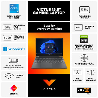 HP Victus 15.6 inch FHD 144Hz IPS Win 11 Gaming Laptop Intel Core i5-1