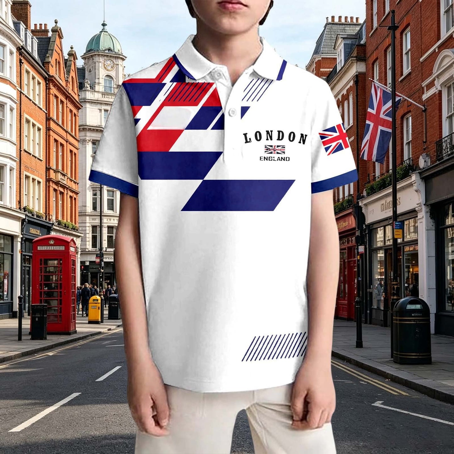 Boys Uk Print T Shirt Top Kids Casual Boys Apparel Graphic Clothes