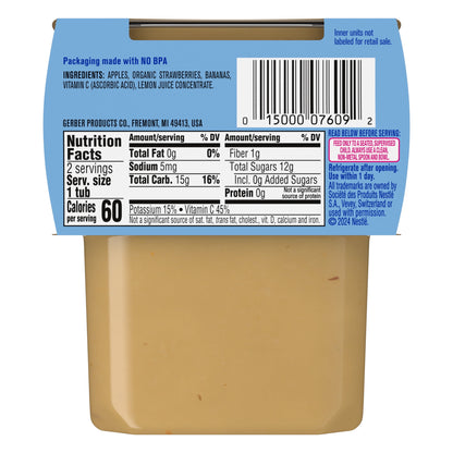Gerber Stage 2 Baby Food, Apple Strawberry Banana Puree Tubs, Baby Pur
