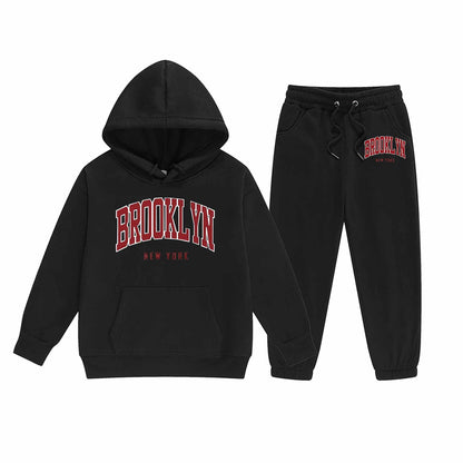 Girl Hooded Sweatshirt Set Letter Printed Long-Sleeve Girls' Active Sw