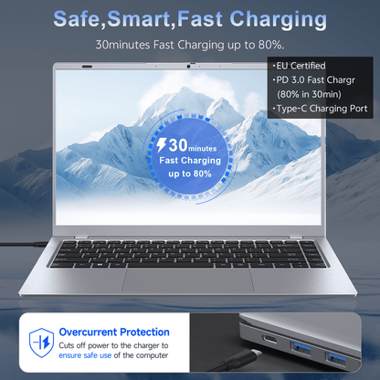 RNRUO 15.6" Laptop with Windows 11, 12GB RAM 256GB SSD, FHD Screen Ful