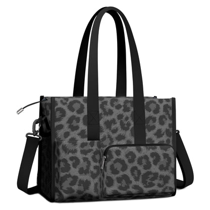 Utility Tote Bag for Women with 11 Pockets, Leopard Teacher Tote with