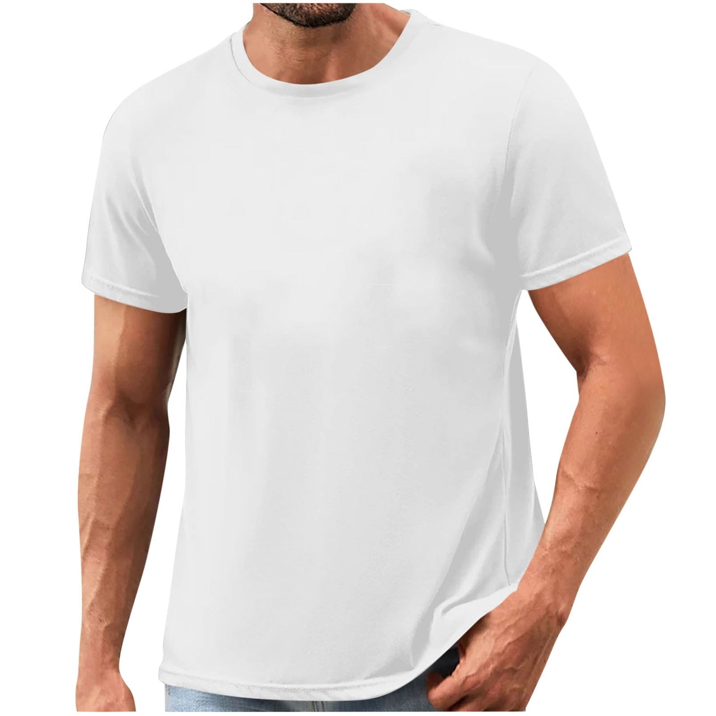 Summer Tops for Men Men's Round Neck Short Sleeved Short Sleeved Round