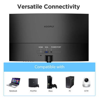 KOORUI 24" 100Hz Curved Computer Monitor, FHD 1080P 1500R PC Monitors,