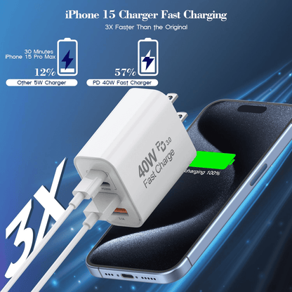 for iPhone 17 16 Charger,2Pack 10FT USB C to C Woven Cable Cord 40W US