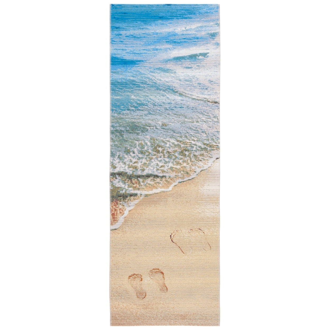 SAFAVIEH Barbados Sand Footprints Outdoor Area Rug, Gold/Blue, 8' x 10