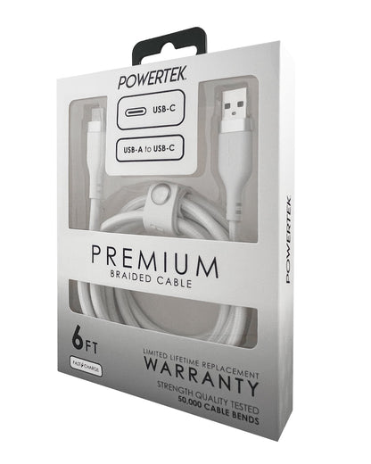 Liquipel Powertek Type-C Fast Charger Cable, 6ft USB-C for Galaxy, Not