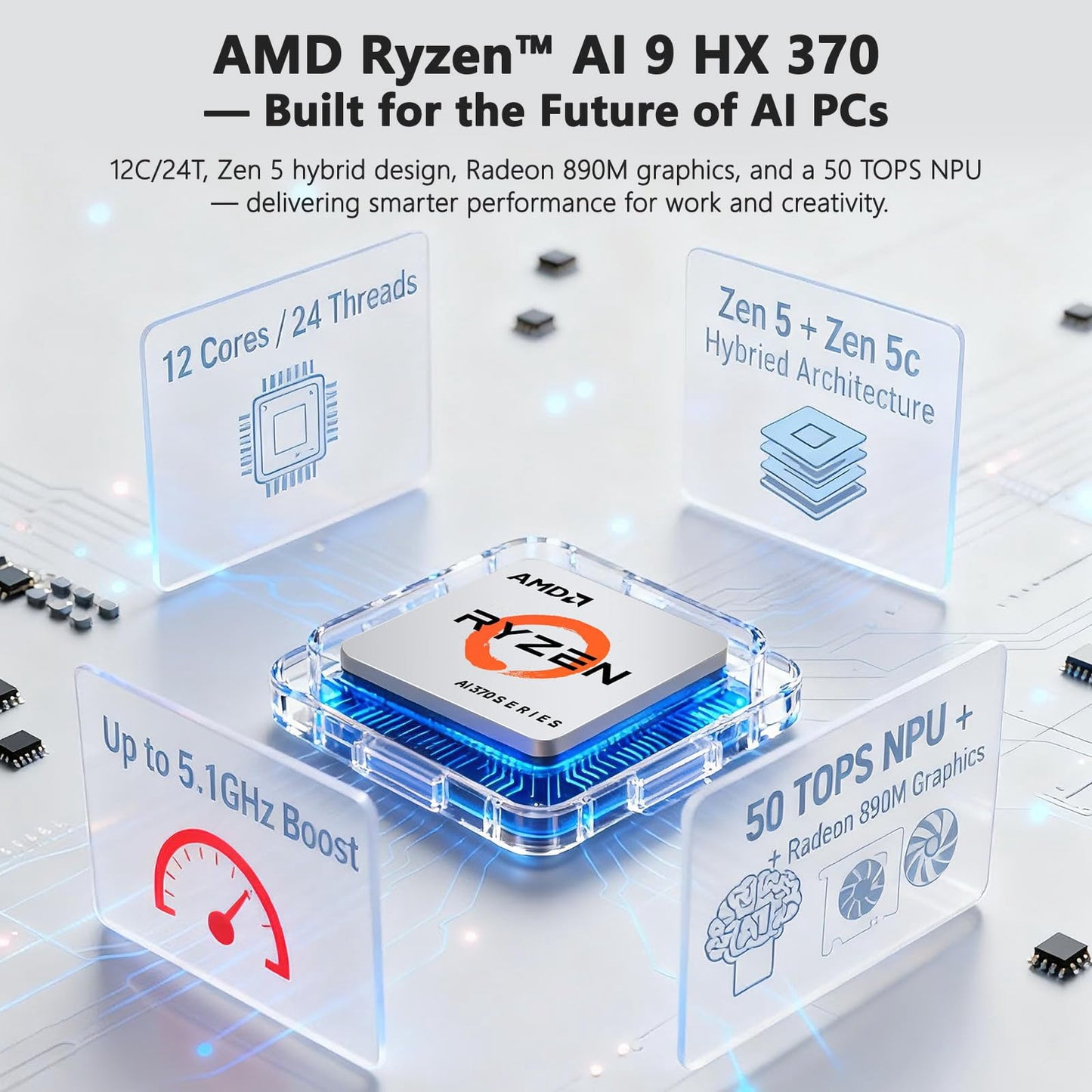Oyzzraze 17.3 AI-Laptop Copilot+ PC, AMD Ryzen AI 9 HX 370(12C/24T, 50