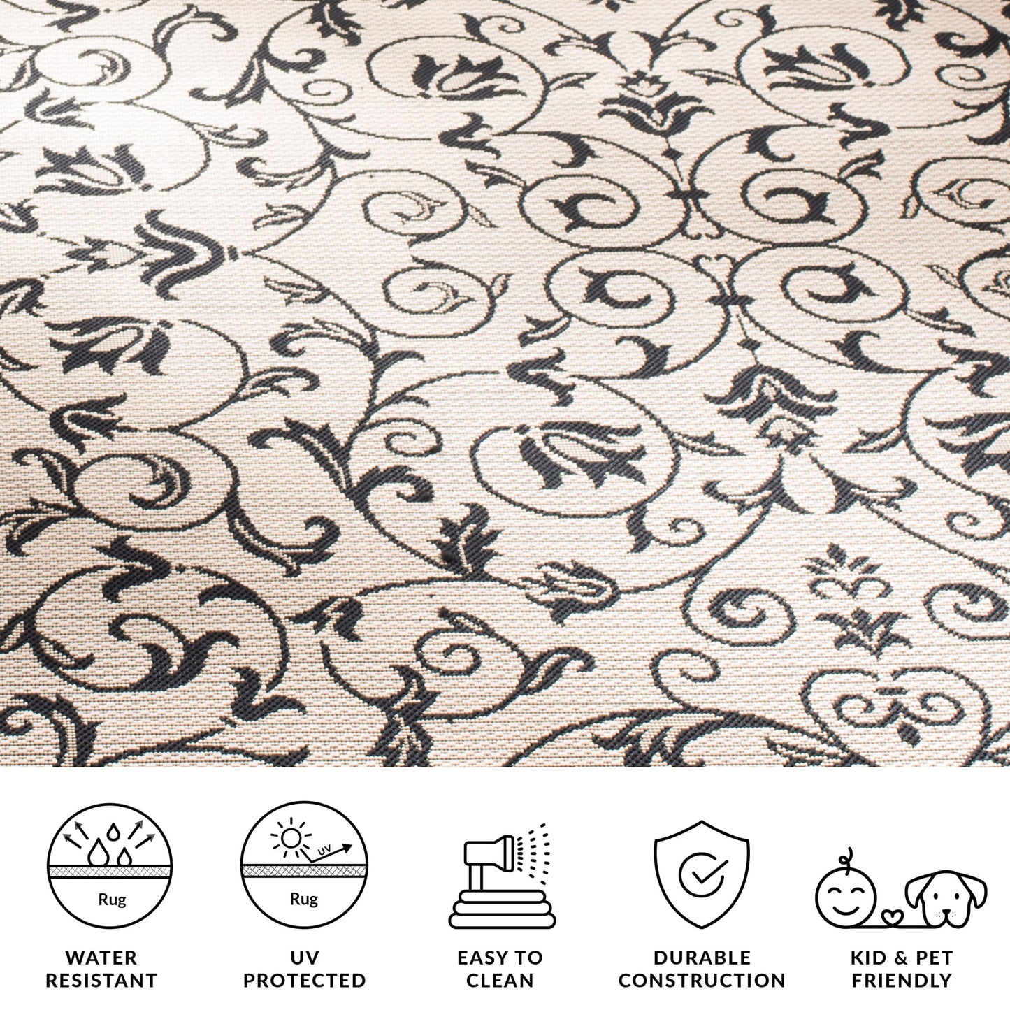 Safavieh Courtyard Nanda Botanical Indoor/Outdoor Area Rug, Sand/Black