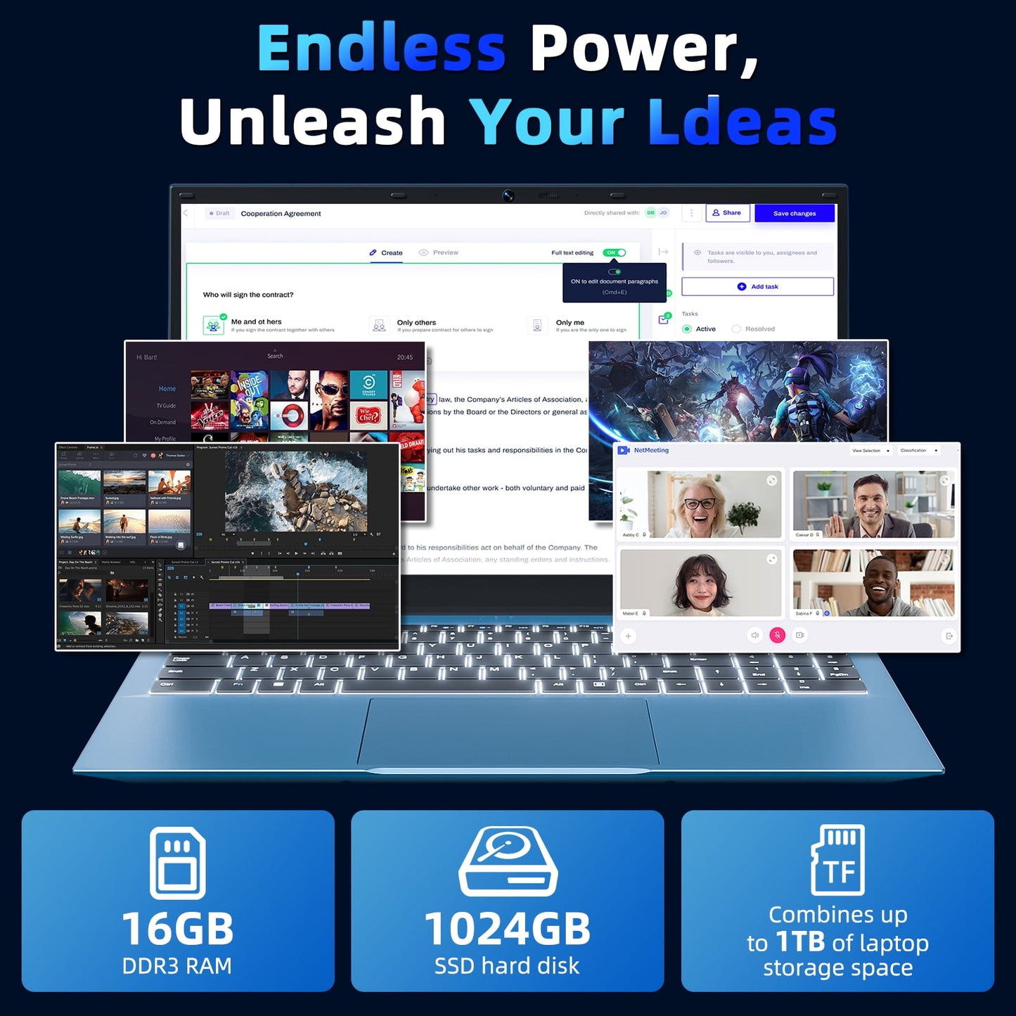 SGIN 15.6in laptop Windows 11 with Intel Core i3, 16GB RAM 1TB ROM Lap