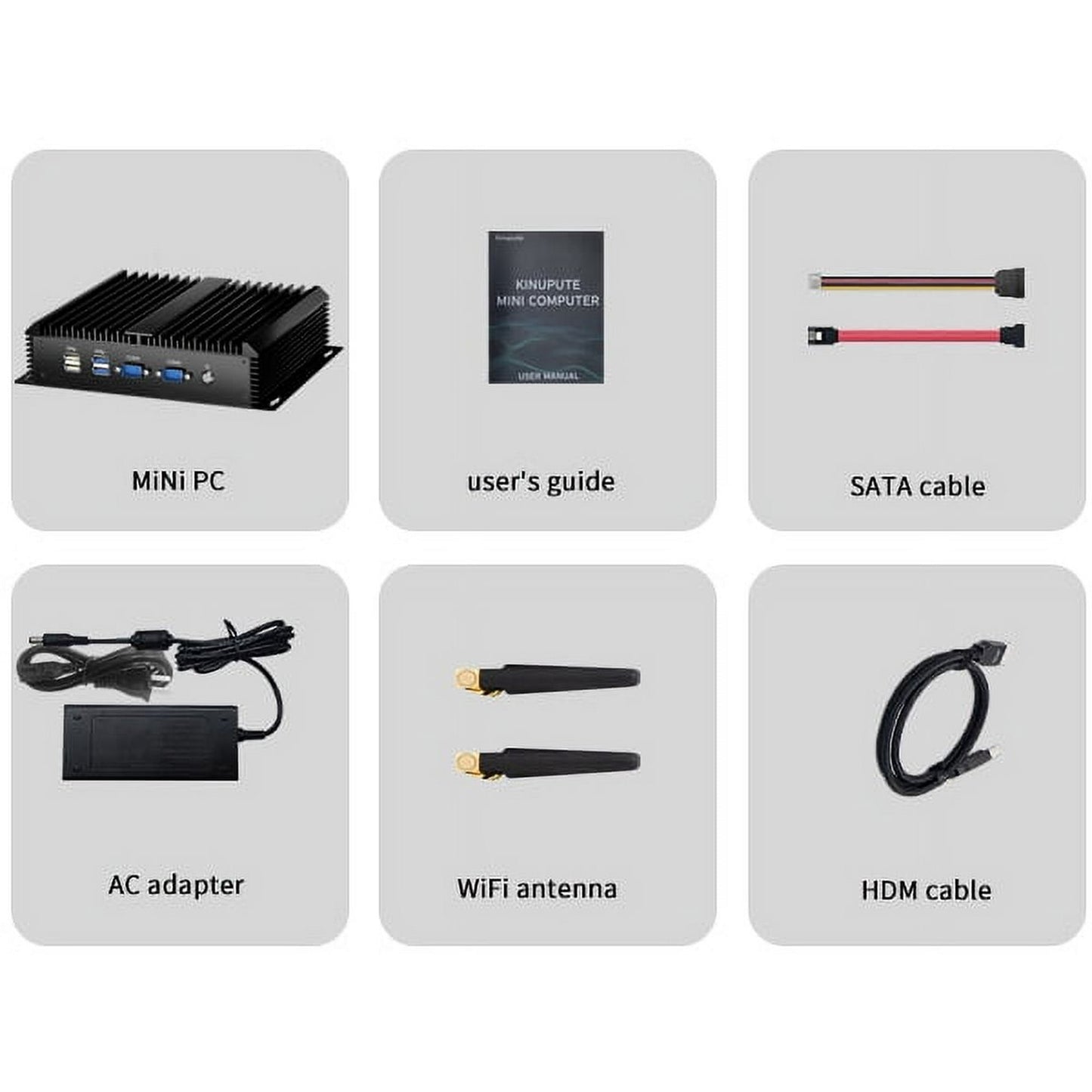 Industrial Mini PC, Kinupute Fanless Desktop Computer Core i5-4200U 1.