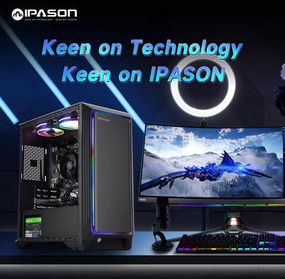 IPASON Gaming Desktop PC, AMD Ryzen 5 5600G, 16GB DDR4 3200MHz, 1TB NV