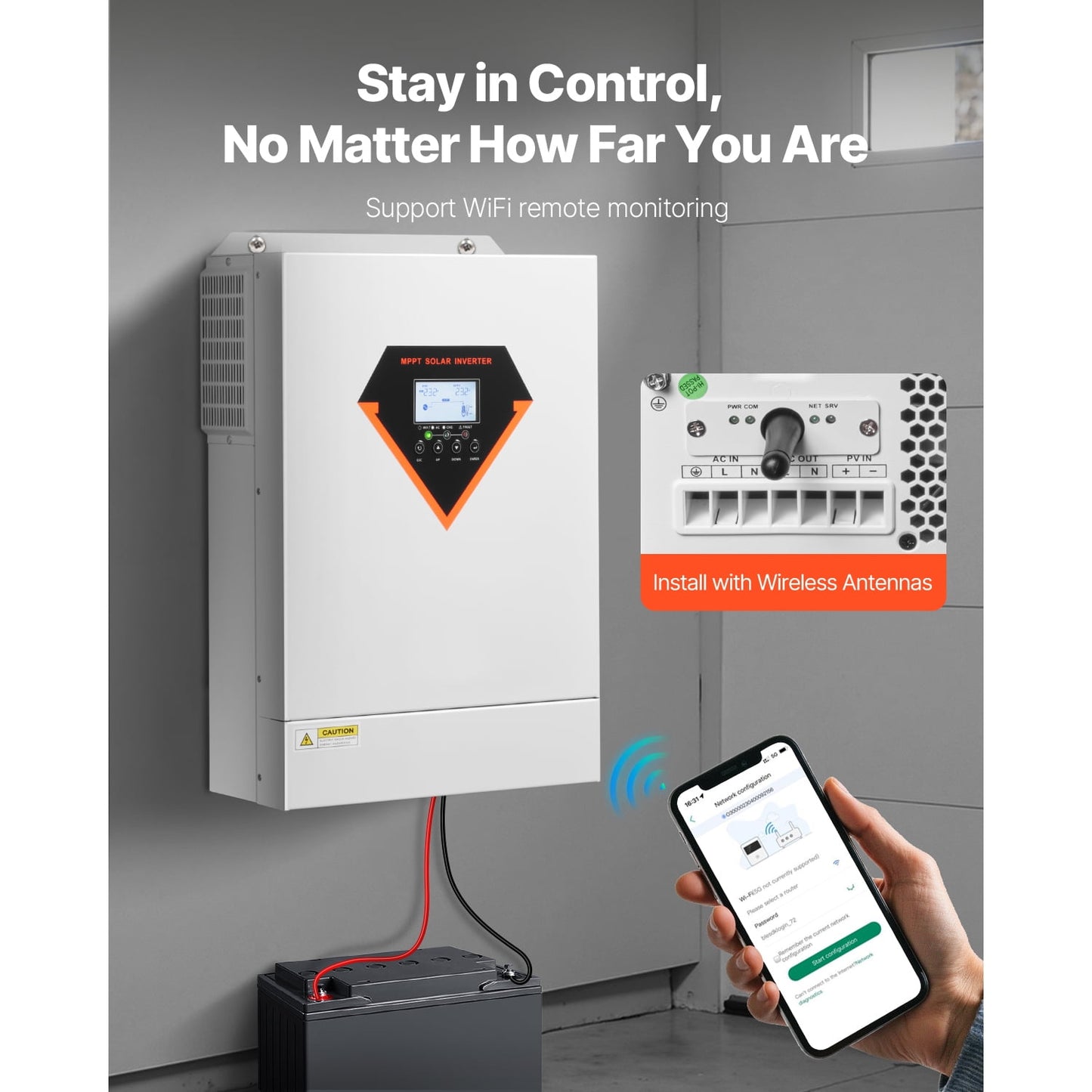 KFFKFF Hybrid Solar Inverter, 6000W, All-in-One Pure Sine Wave Power I