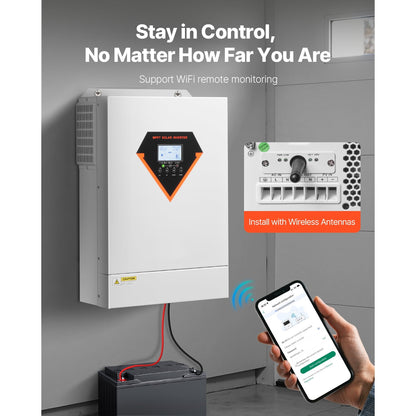 KFFKFF Hybrid Solar Inverter, 6000W, All-in-One Pure Sine Wave Power I