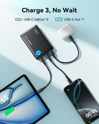 INIU PowerPaw 10K Power Bank, Slimmest 10,000mAh PD 22.5W Fast Chargin