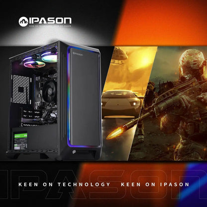 IPASON Gaming Desktop PC, AMD Ryzen 5 5600G, 16GB DDR4 3200MHz, 1TB NV