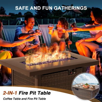 Grezone Outdoor Garden 12 Piece Patio Furniture with 43" 55000BTU Gas