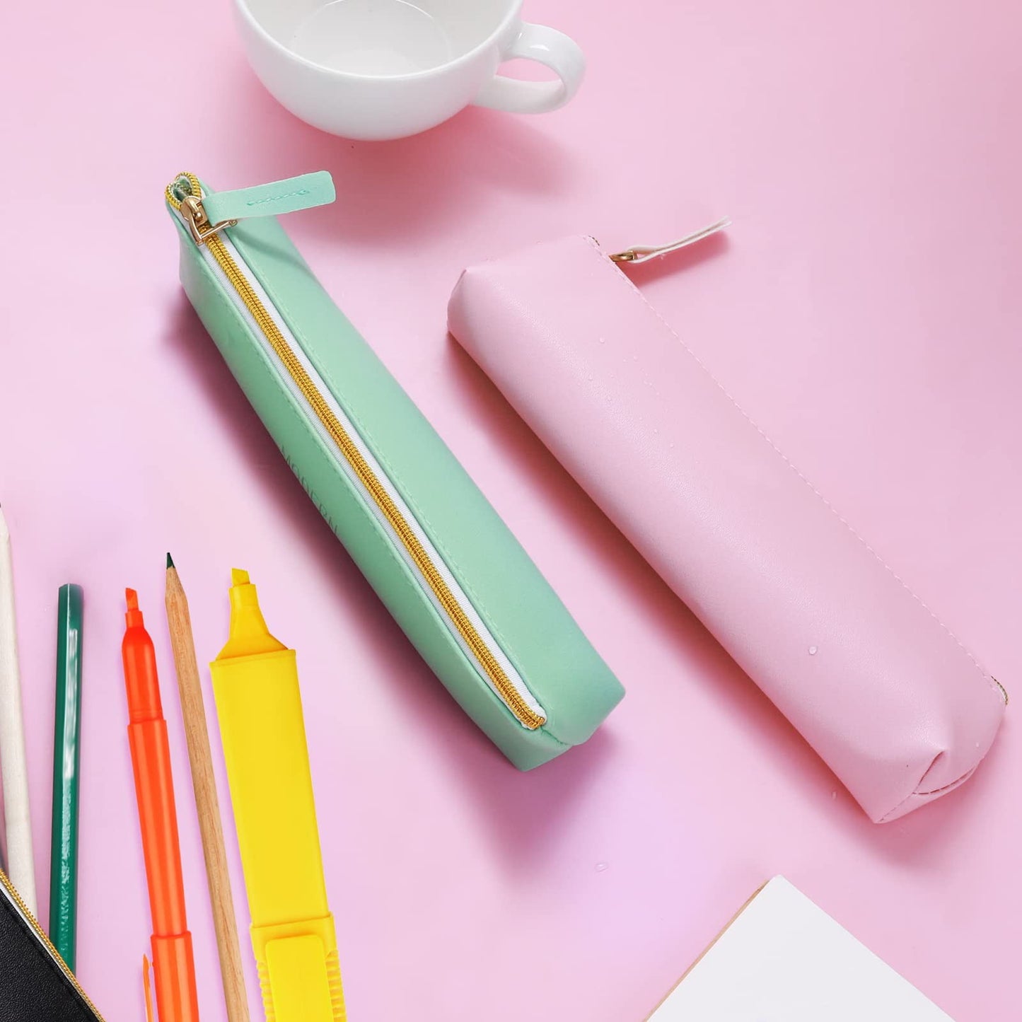 Toolix Leather Pen Pencil Case Cute Pencil Small Pen Bag Aesthetic Sta