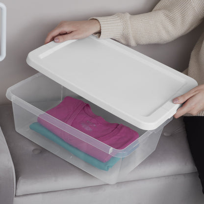 Sterilite Set of (4) 12 Quart Storage Bins, Clear Plastic Storage Bin