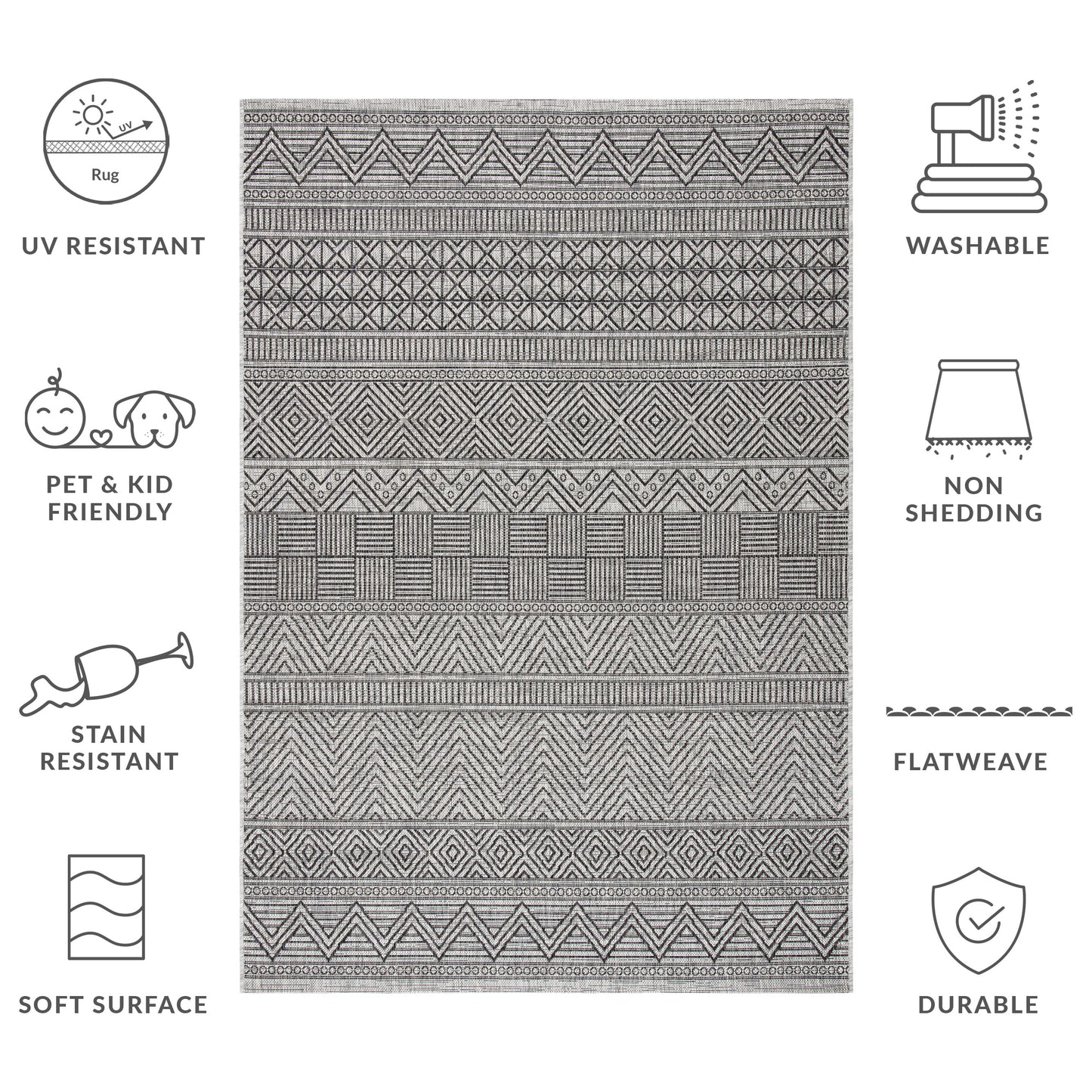 SAFAVIEH Courtyard Altan Geometric Indoor/Outdoor Area Rug, 5'3" x 7'7