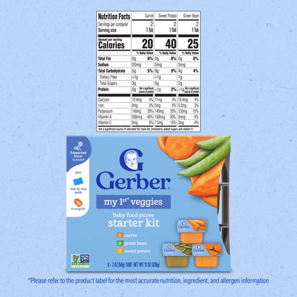 Gerber My 1st Veggies Starter Kit, Baby Food Puree, 2 oz Tubs, Variety