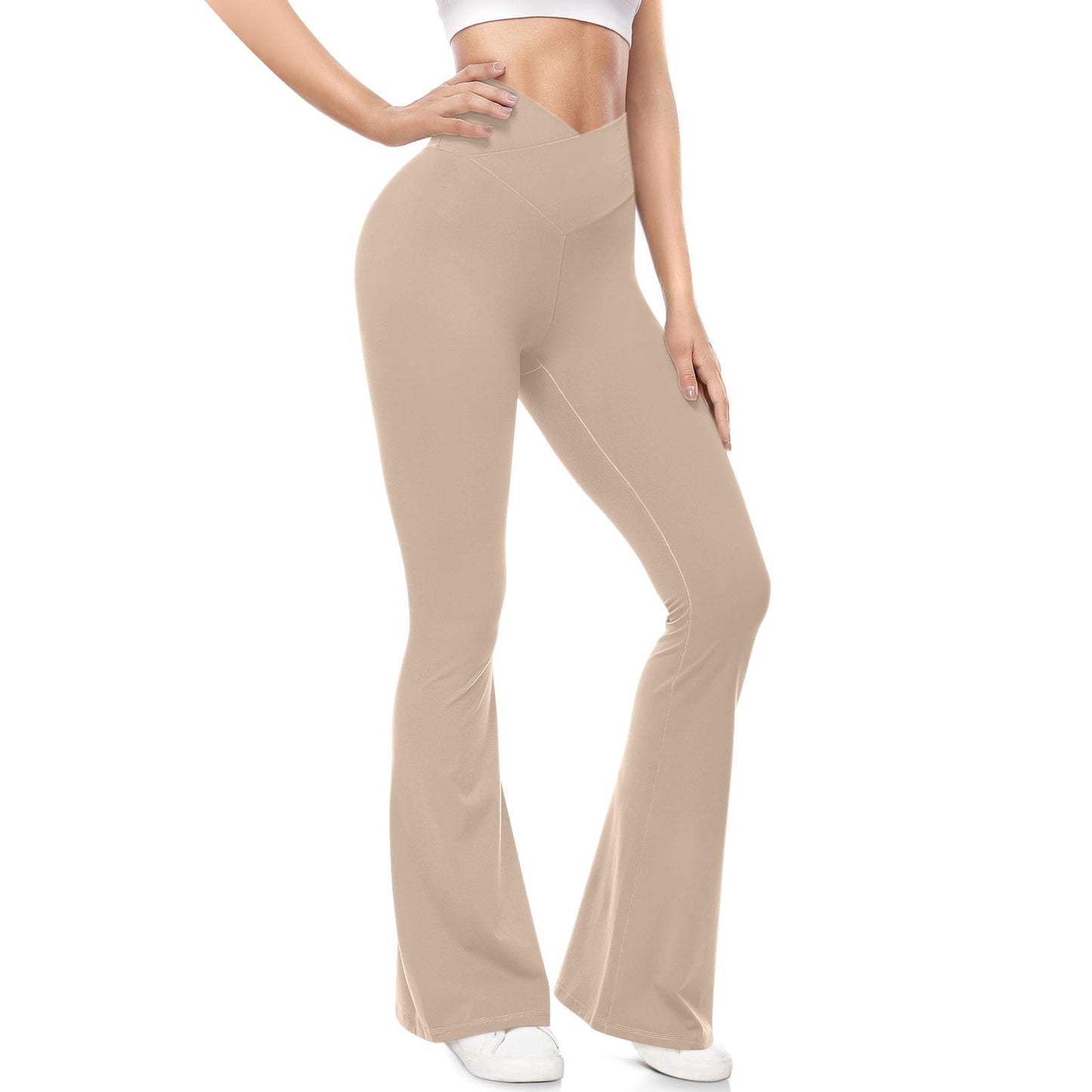 QATAINLAV Women's Flare Yoga Pants Casual V Crossover High Waisted Wor