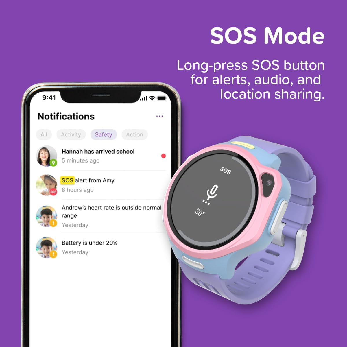 myFirst Fone R2 (Cotton Candy) - Kids Smartwatch Phone: GPS Safety, Vi