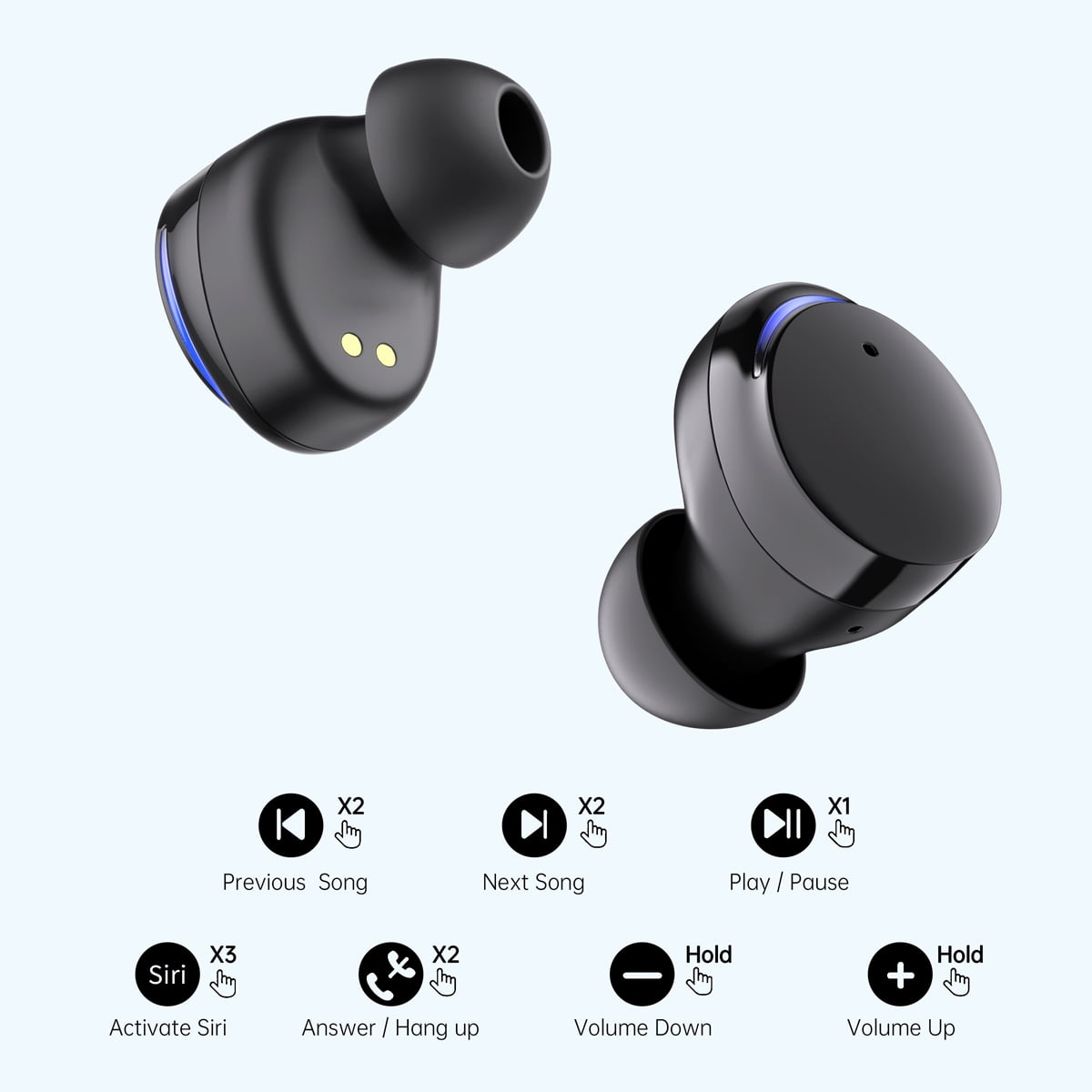 Cshidworld Wireless Earbuds, Bluetooth 5.0 Headphones IPX8 Waterproof,