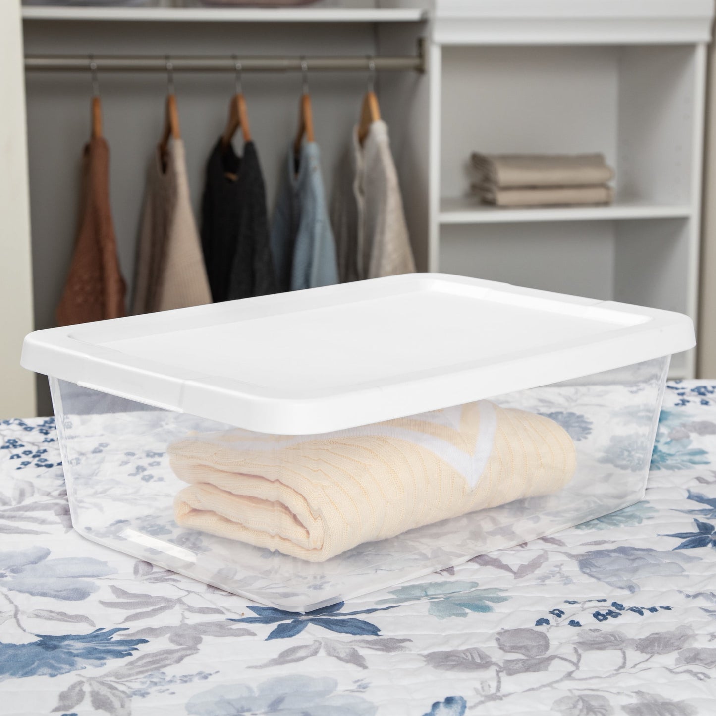 Sterilite Set of (4) 12 Quart Storage Bins, Clear Plastic Storage Bin