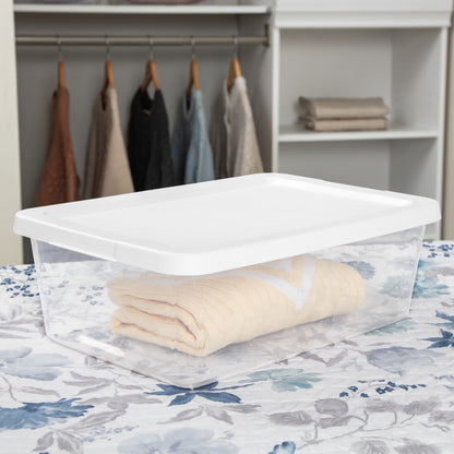 Sterilite Set of (4) 12 Quart Storage Bins, Clear Plastic Storage Bin