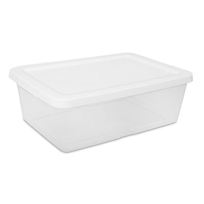 Sterilite Set of (4) 12 Quart Storage Bins, Clear Plastic Storage Bin