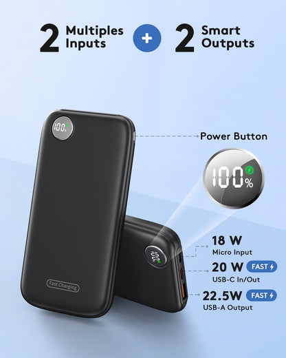 Fast Charging Power Bank, 10000mah Portable Charger for iPhone, 22.5W