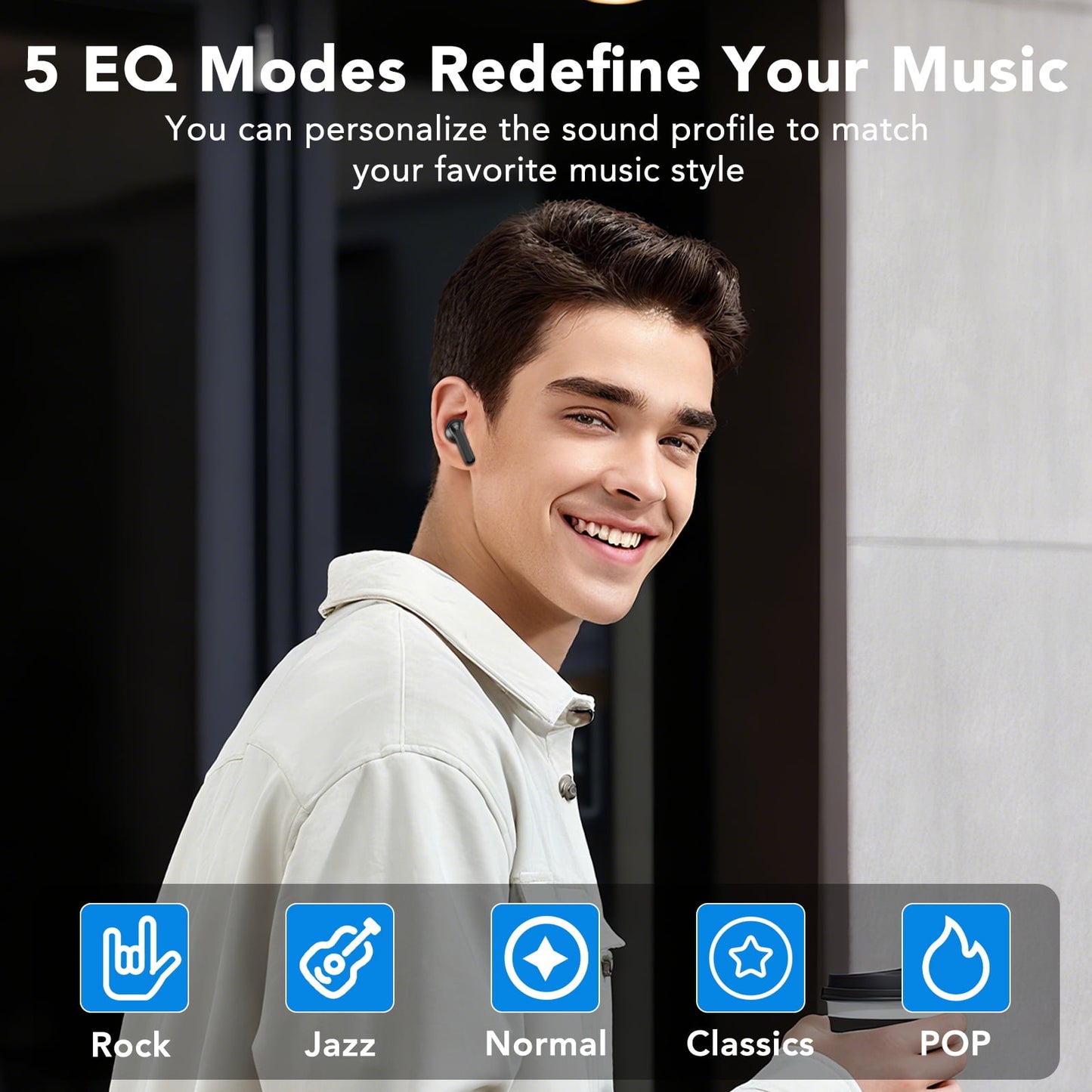 Touch Screen Wireless Earbuds Bluetooth Headphones with 50H Playtime,