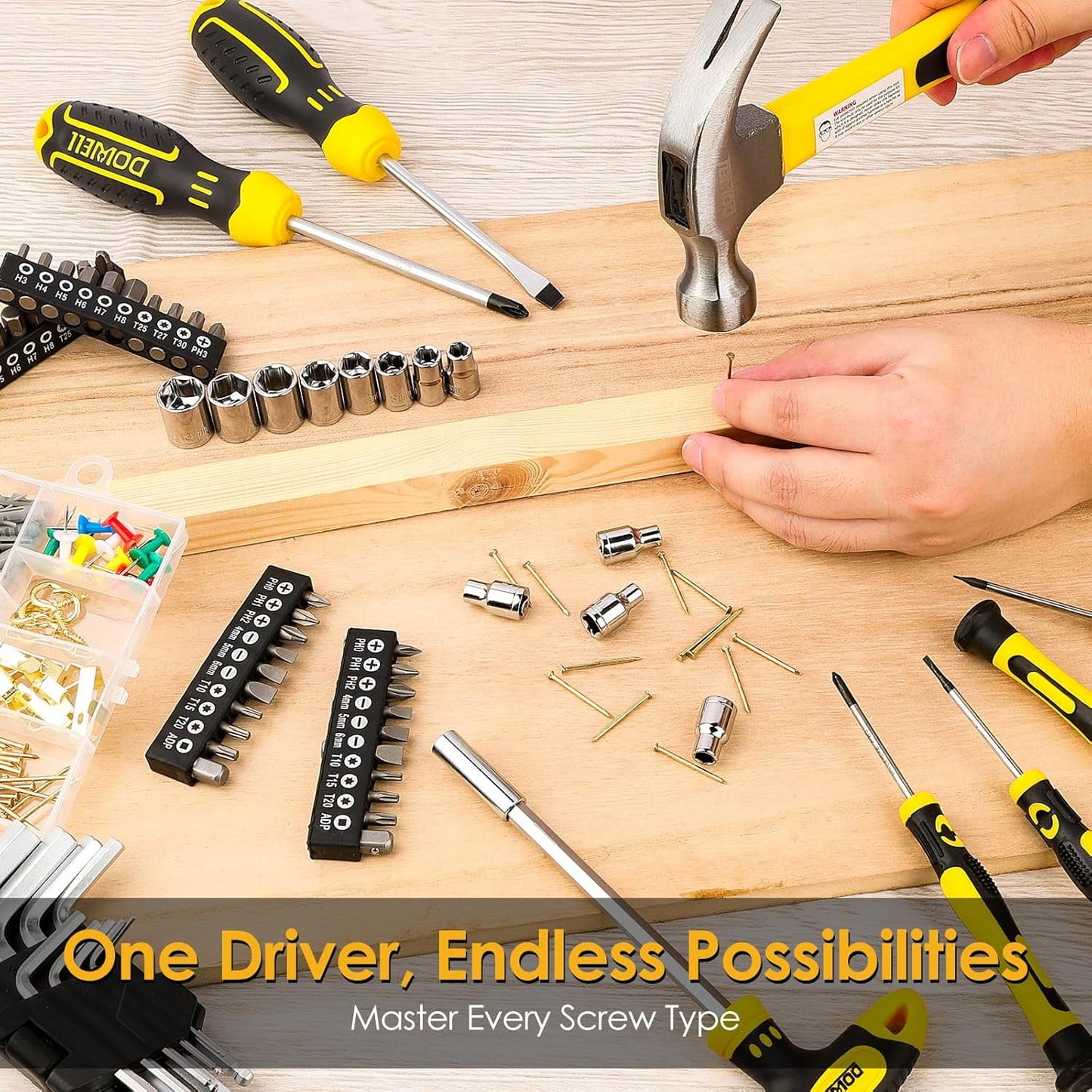 185-Piece Household Tool Kit with Sturdy Storage for Home Repair and P