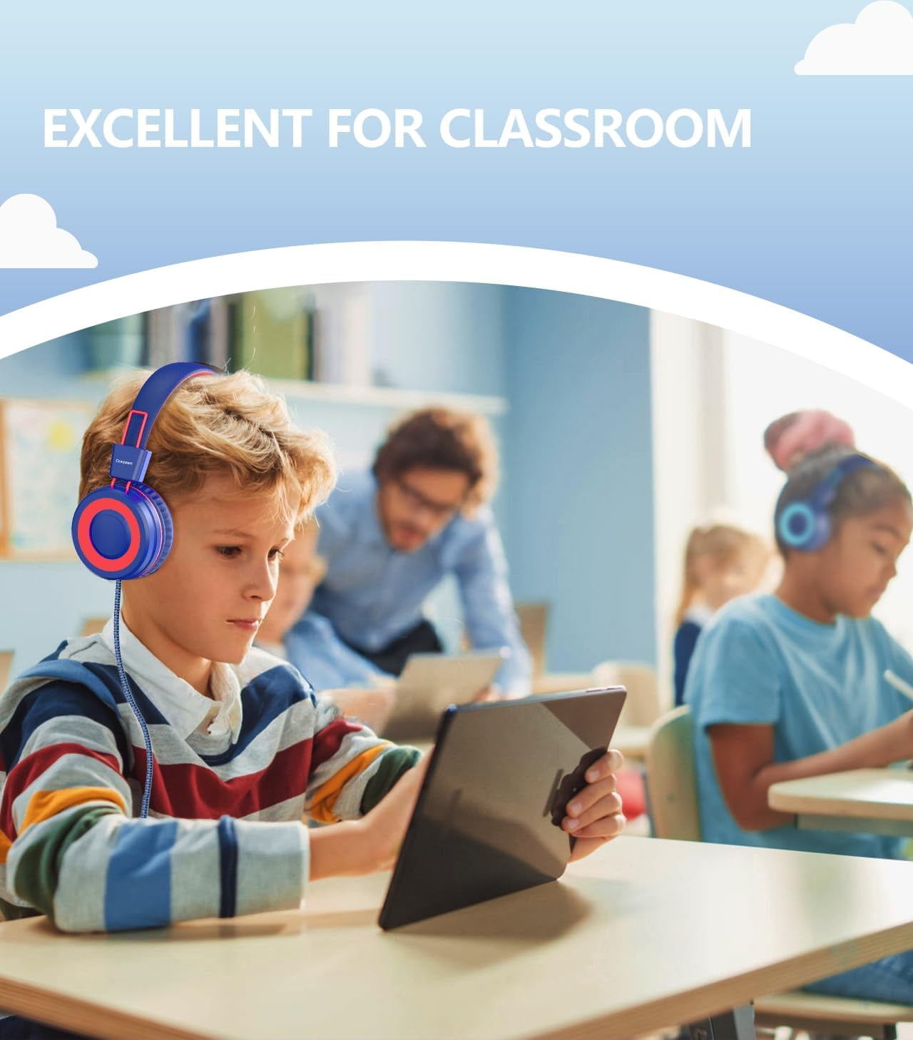 Upgrade USB Type C Kids Headphone for School, 94dB Safe Volume Limited