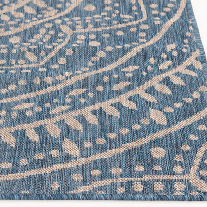 Mainstays Global Medallion Blue Polypropylene Outdoor Area Rug, 6'6"x9