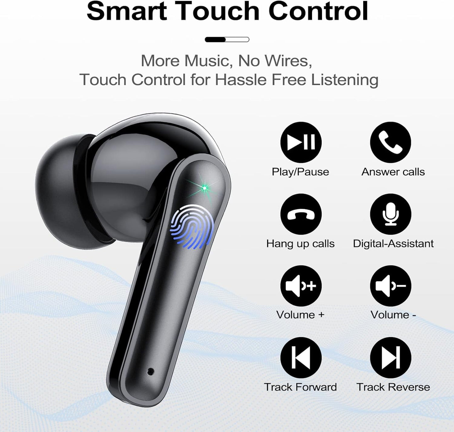 Wireless Ear Buds 48H Playtime Bluetooth Ear Buds Stereo Bluetooth Hea