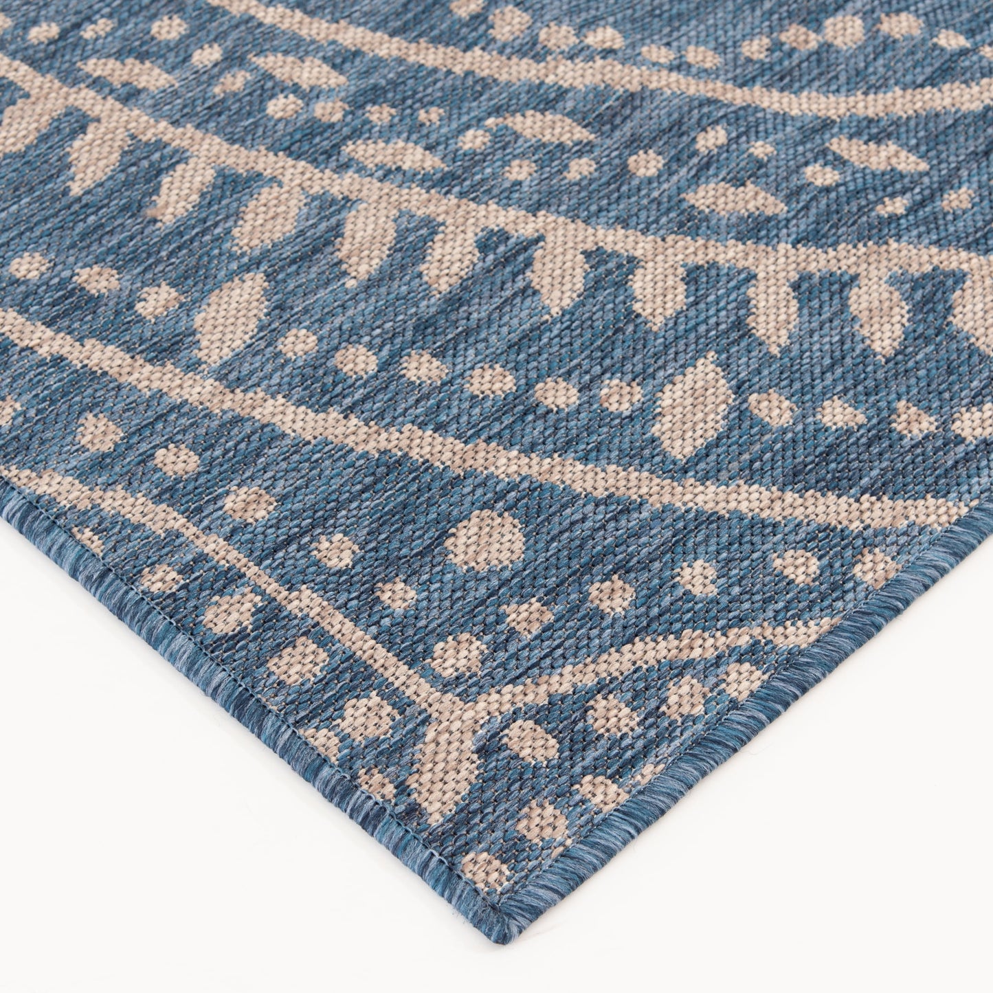 Mainstays Global Medallion Blue Polypropylene Outdoor Area Rug, 6'6"x9