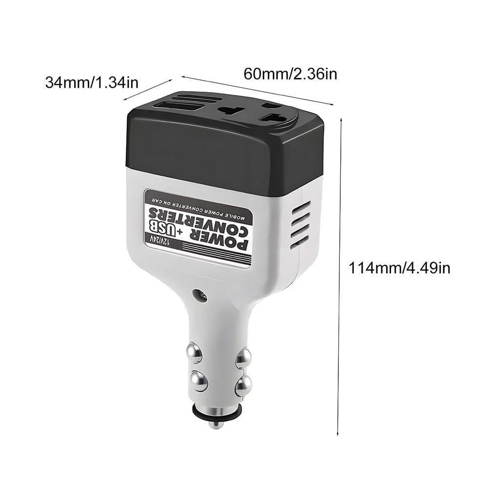 Car Power Inverter DC to AC Converter 150W with 2 AC Outlets and 2 USB