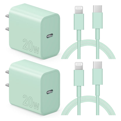 Coreykin 20W USB C Wall Charger-2 Pack Super Fast Charger with 6FT Cab