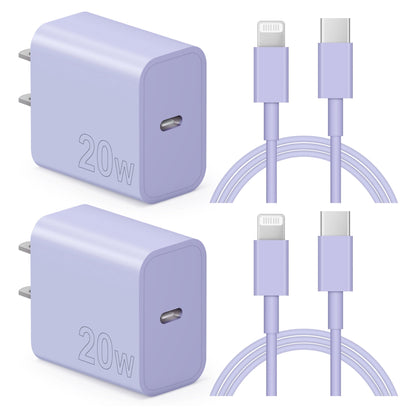 Coreykin 20W USB C Wall Charger-2 Pack Super Fast Charger with 6FT Cab