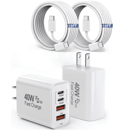 for iPhone 17 16 Charger,2Pack 10FT USB C to C Woven Cable Cord 40W US