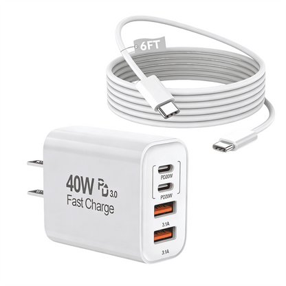 for iPhone 17 16 Charger,2Pack 10FT USB C to C Woven Cable Cord 40W US