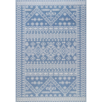 nuLOOM Kandace Tribal Indoor/Outdoor Runner Rug, 2' x 10', Blue