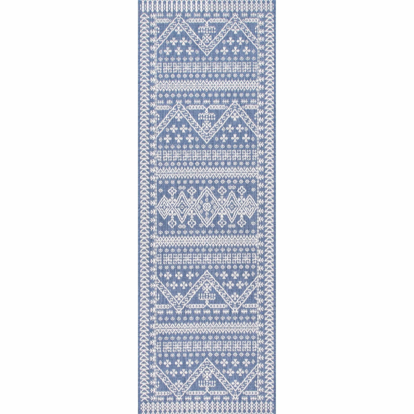 nuLOOM Kandace Tribal Indoor/Outdoor Runner Rug, 2' x 10', Blue
